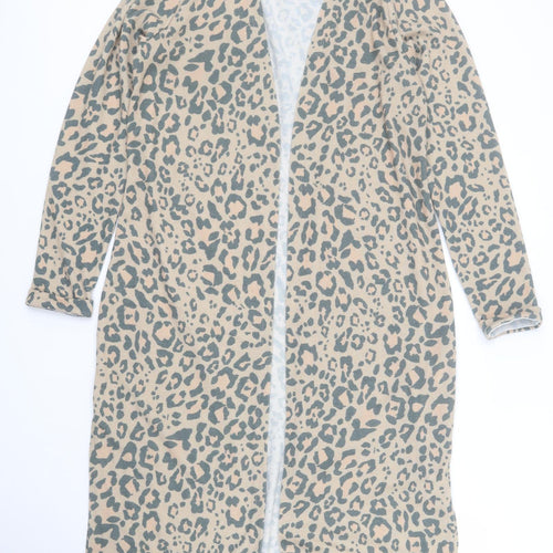 New Look Womens Brown Square Neck Animal Print Polyester Cardigan Jumper Size 16