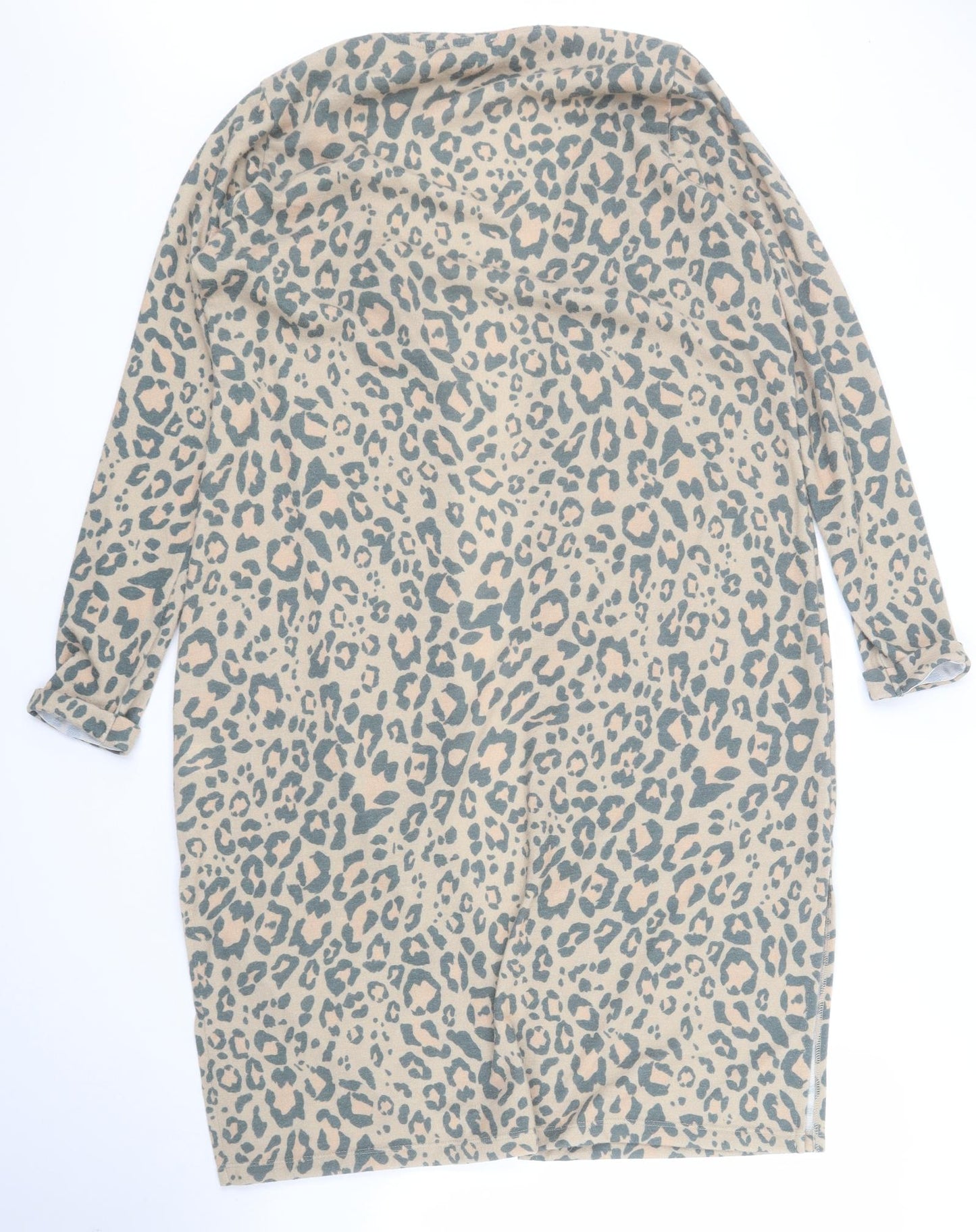 New Look Womens Brown Square Neck Animal Print Polyester Cardigan Jumper Size 16