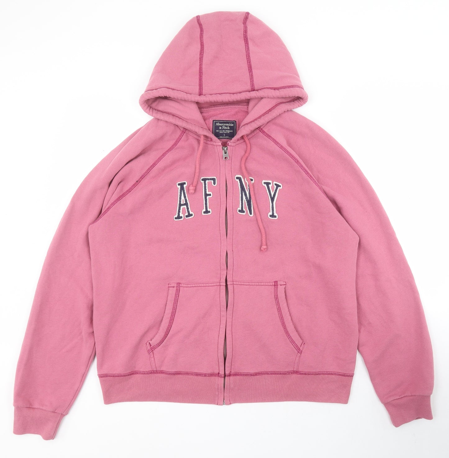 Abercrombie & Fitch Womens Pink  Cotton Cardigan Hoodie Size L  Zip