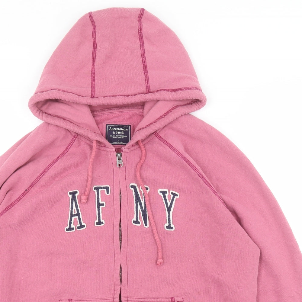 Abercrombie & Fitch Womens Pink  Cotton Cardigan Hoodie Size L  Zip