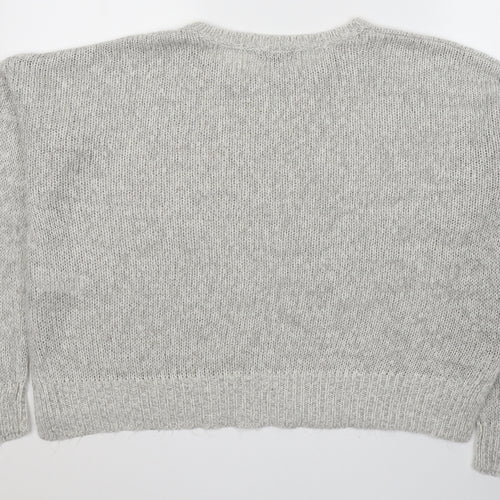 New Look Womens Grey Round Neck  Acrylic Pullover Jumper Size L