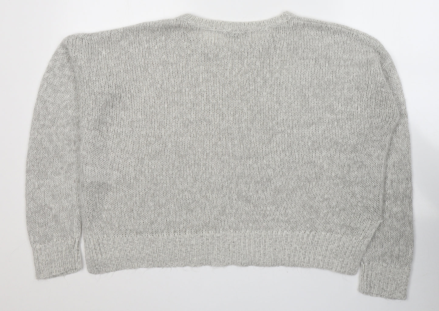 New Look Womens Grey Round Neck  Acrylic Pullover Jumper Size L