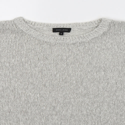 New Look Womens Grey Round Neck  Acrylic Pullover Jumper Size L