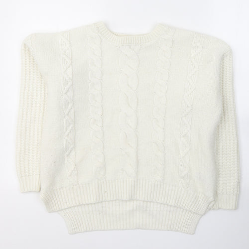 George Womens White Round Neck  Acrylic Pullover Jumper Size 10