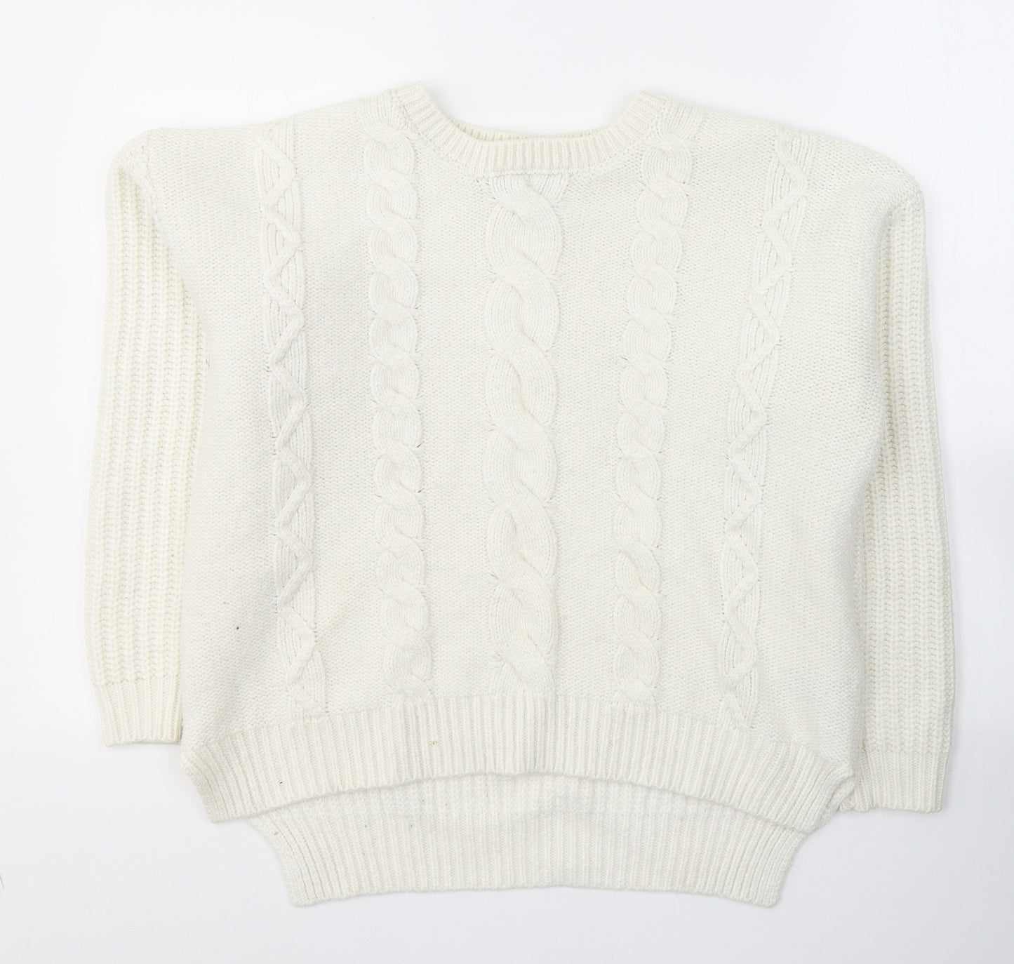 George Womens White Round Neck  Acrylic Pullover Jumper Size 10