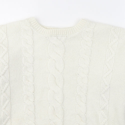 George Womens White Round Neck  Acrylic Pullover Jumper Size 10