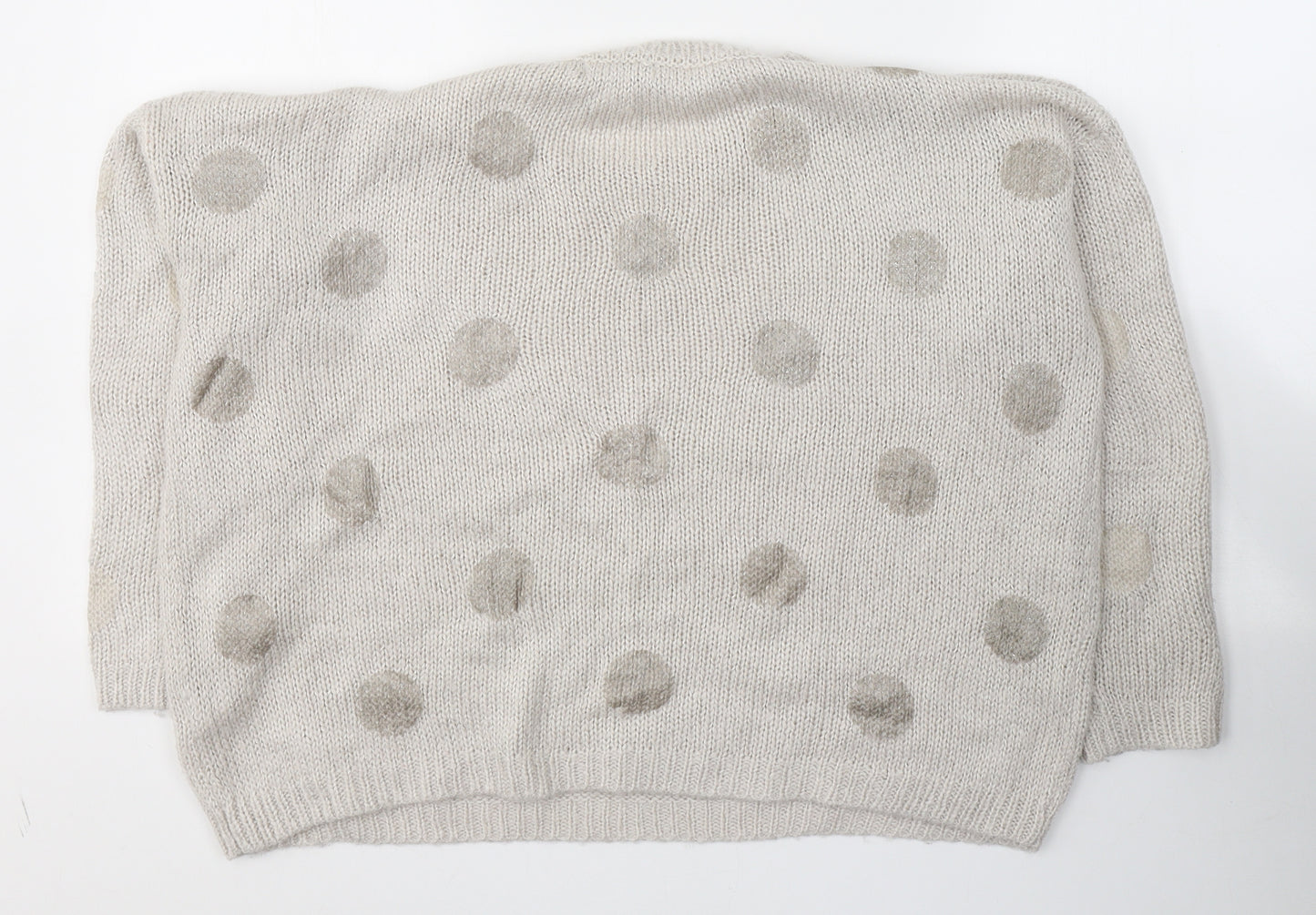Edition Womens Ivory Round Neck Polka Dot Acrylic Pullover Jumper Size 10