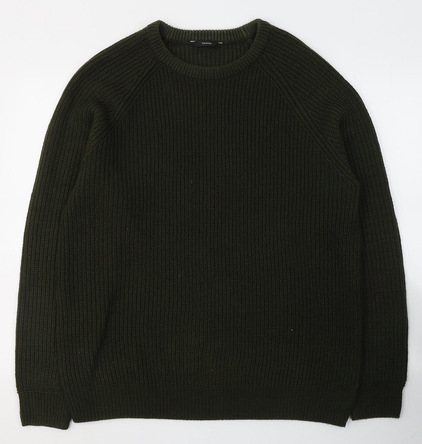 George Mens Green Round Neck  Acrylic Pullover Jumper Size XL