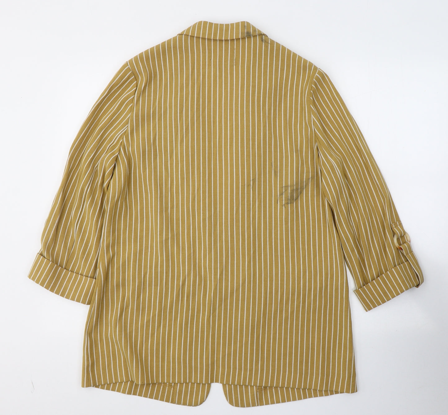 Papaya Womens Yellow Striped  Jacket Blazer Size 14