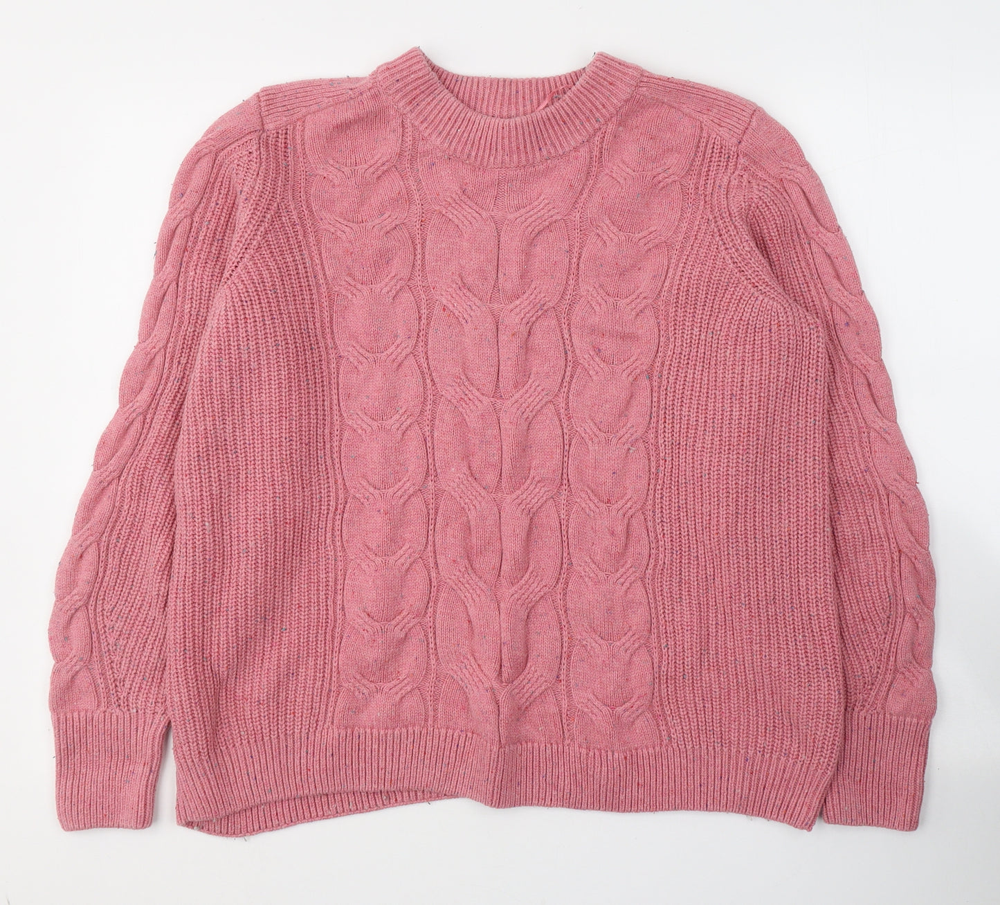 Marks and Spencer Womens Pink Round Neck  Cotton Pullover Jumper Size L