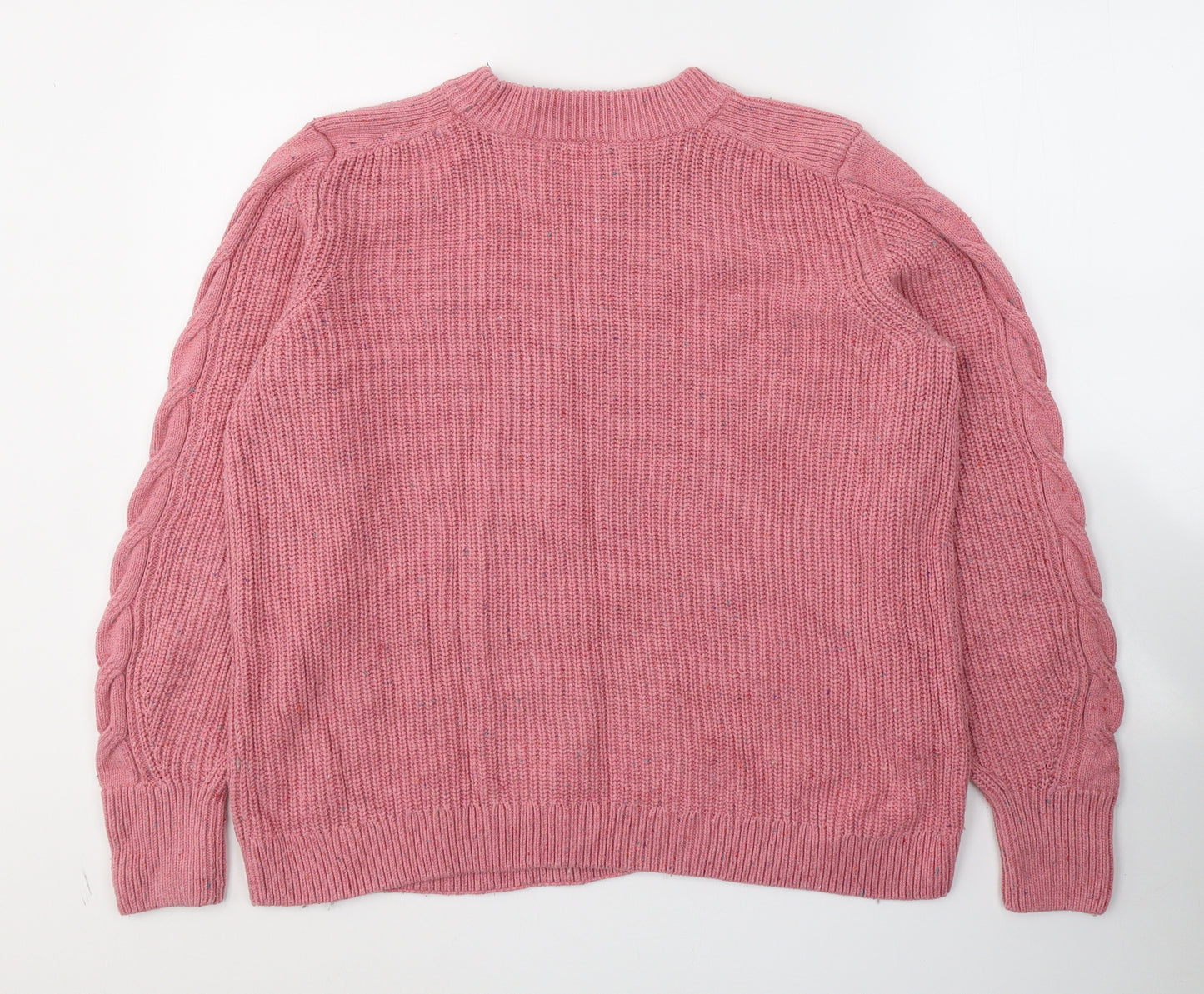 Marks and Spencer Womens Pink Round Neck  Cotton Pullover Jumper Size L
