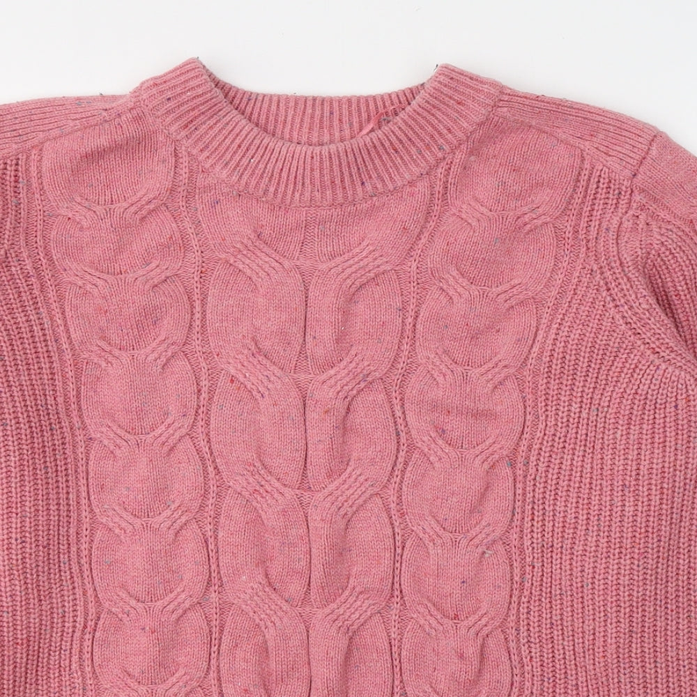 Marks and Spencer Womens Pink Round Neck  Cotton Pullover Jumper Size L