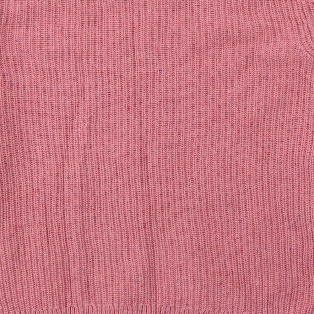 Marks and Spencer Womens Pink Round Neck  Cotton Pullover Jumper Size L