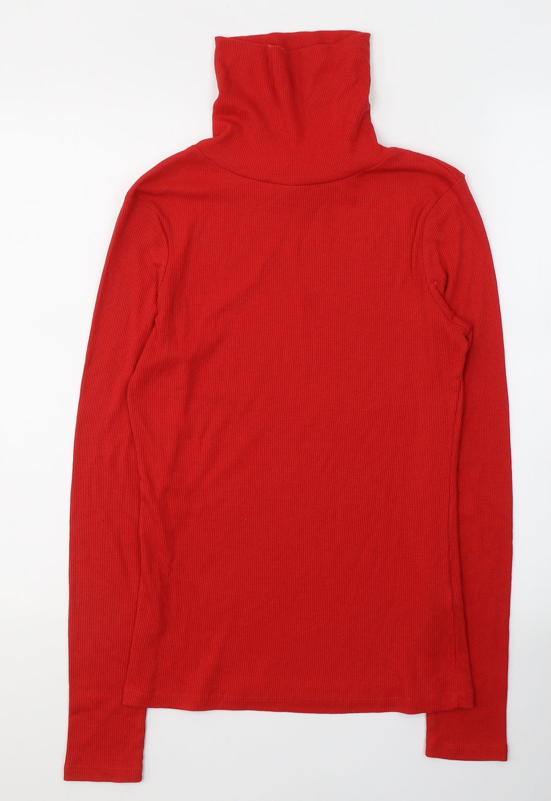 New Look Womens Red  Polyester Jersey Blouse Size 14 Roll Neck