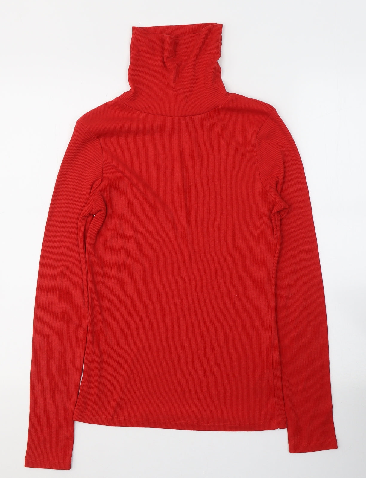 New Look Womens Red  Polyester Jersey Blouse Size 14 Roll Neck