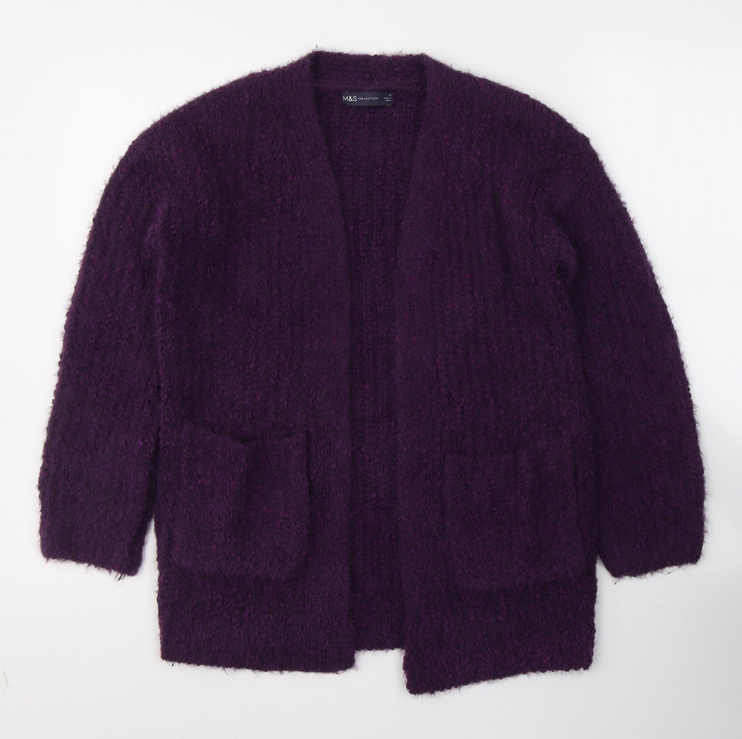 Marks and Spencer Womens Purple V-Neck  Polyester Cardigan Jumper Size XS