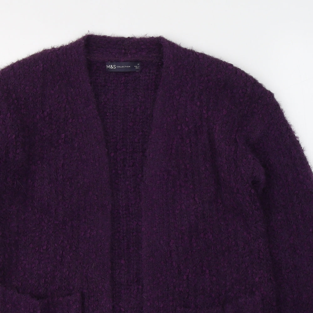 Marks and Spencer Womens Purple V-Neck  Polyester Cardigan Jumper Size XS