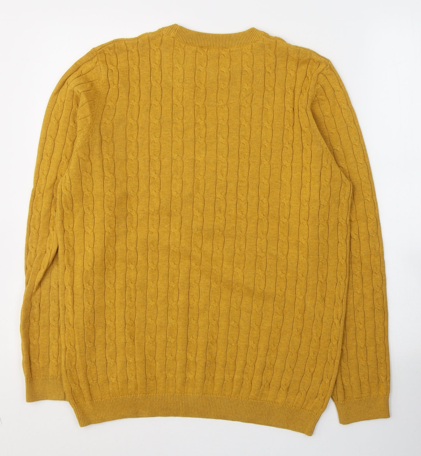 Racing Green Mens Yellow Round Neck  Cotton Pullover Jumper Size M