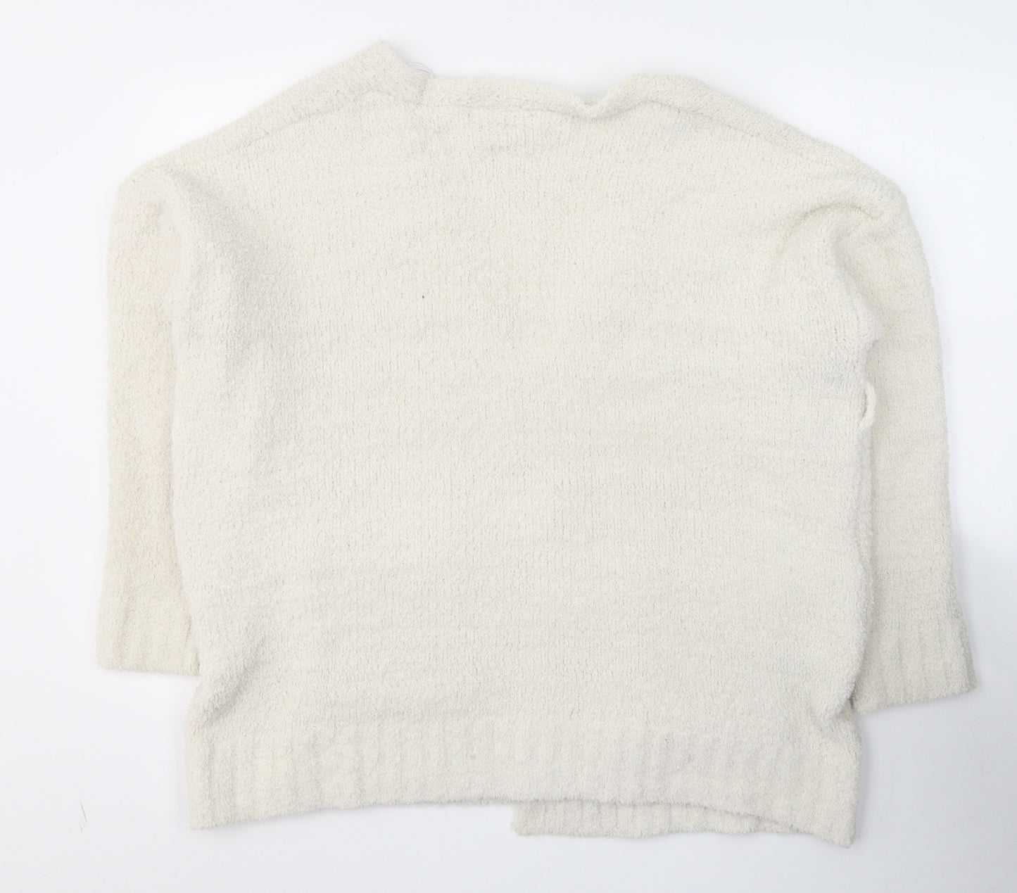 Primark Womens White V-Neck  Polyester Cardigan Jumper Size 12