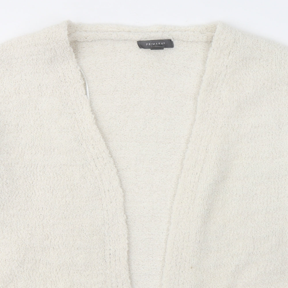 Primark Womens White V-Neck  Polyester Cardigan Jumper Size 12