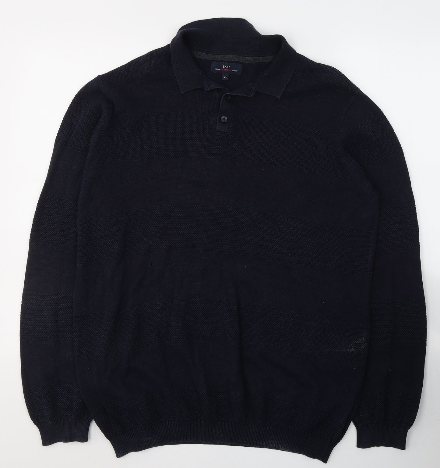 Matalan Mens Blue Collared  Cotton Pullover Jumper Size XL