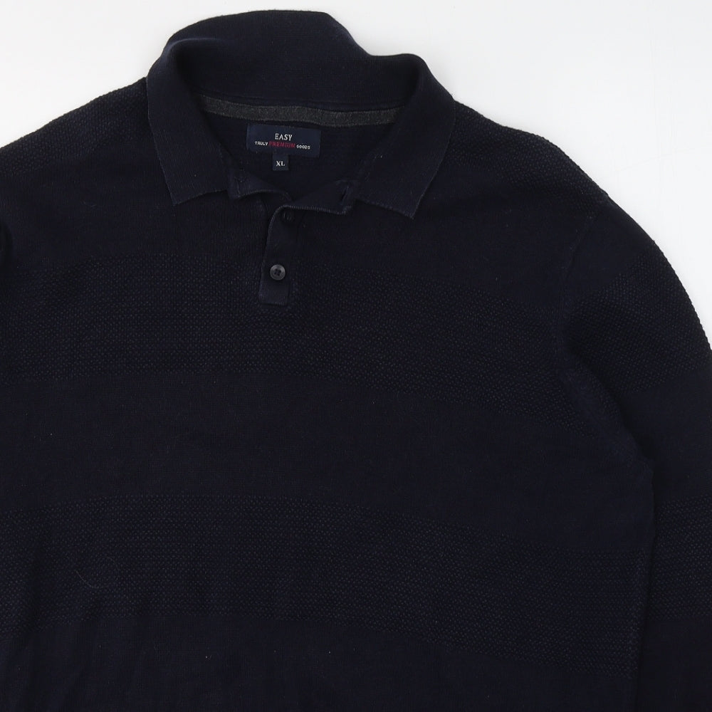 Matalan Mens Blue Collared  Cotton Pullover Jumper Size XL