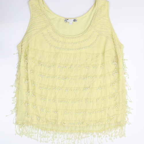 Joanna Hope Womens Yellow  Polyester Basic Blouse Size 20 Round Neck - Beaded throughout