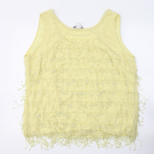 Joanna Hope Womens Yellow  Polyester Basic Blouse Size 20 Round Neck - Beaded throughout