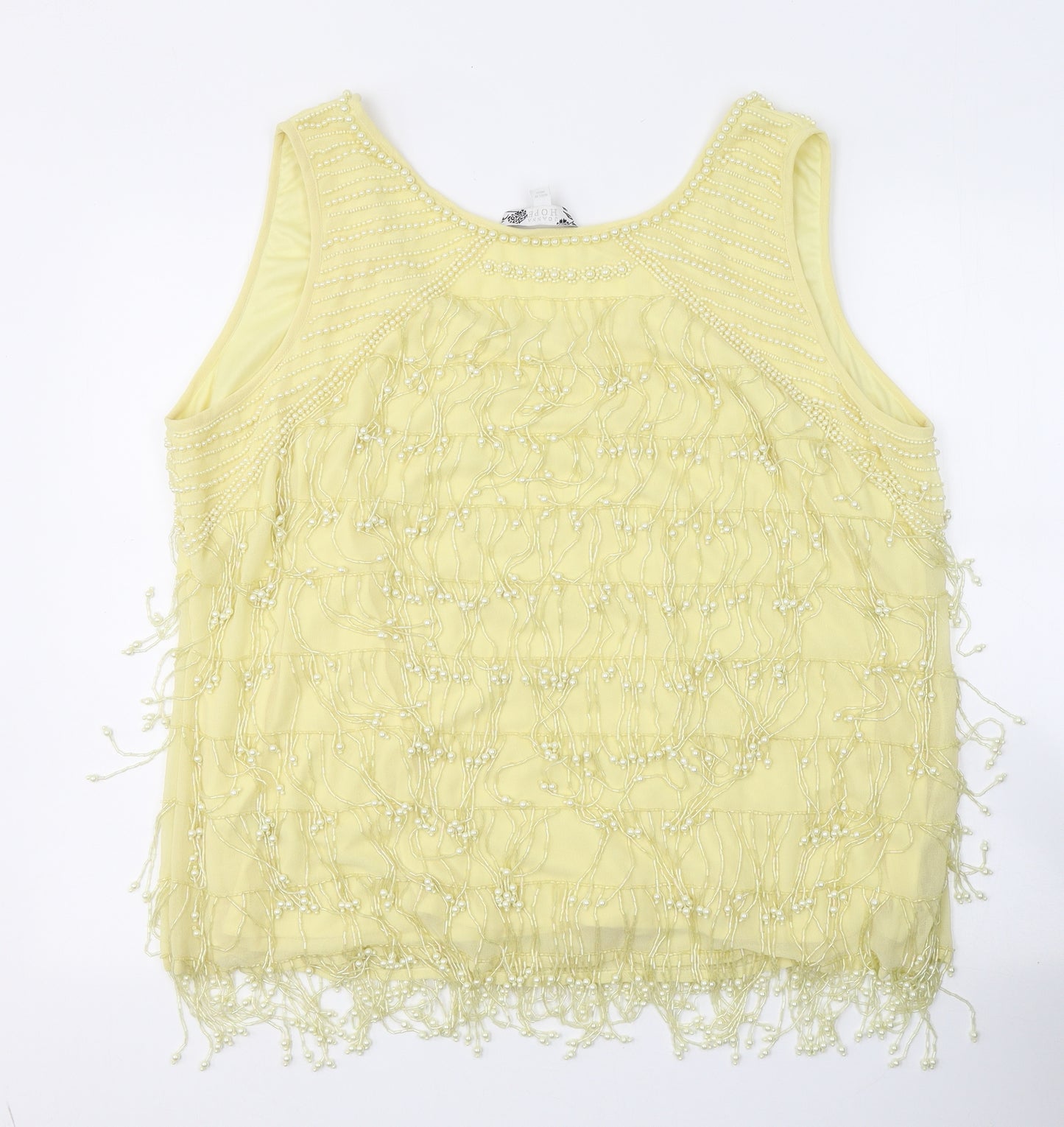 Joanna Hope Womens Yellow  Polyester Basic Blouse Size 20 Round Neck - Beaded throughout