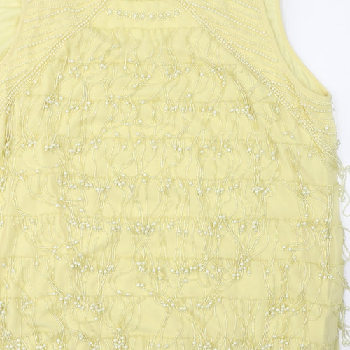 Joanna Hope Womens Yellow  Polyester Basic Blouse Size 20 Round Neck - Beaded throughout