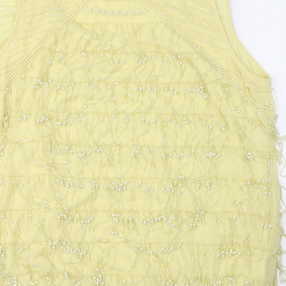 Joanna Hope Womens Yellow  Polyester Basic Blouse Size 20 Round Neck - Beaded throughout