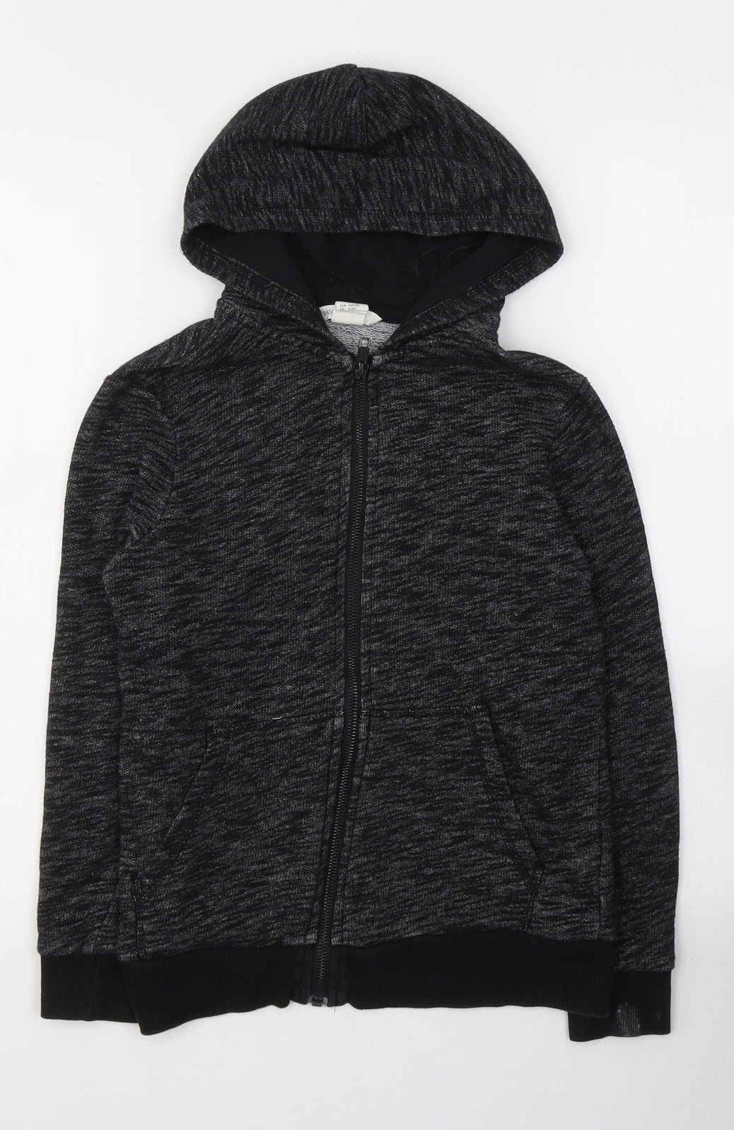 H&M Boys Black  Cotton Full Zip Hoodie Size 9-10 Years  Zip