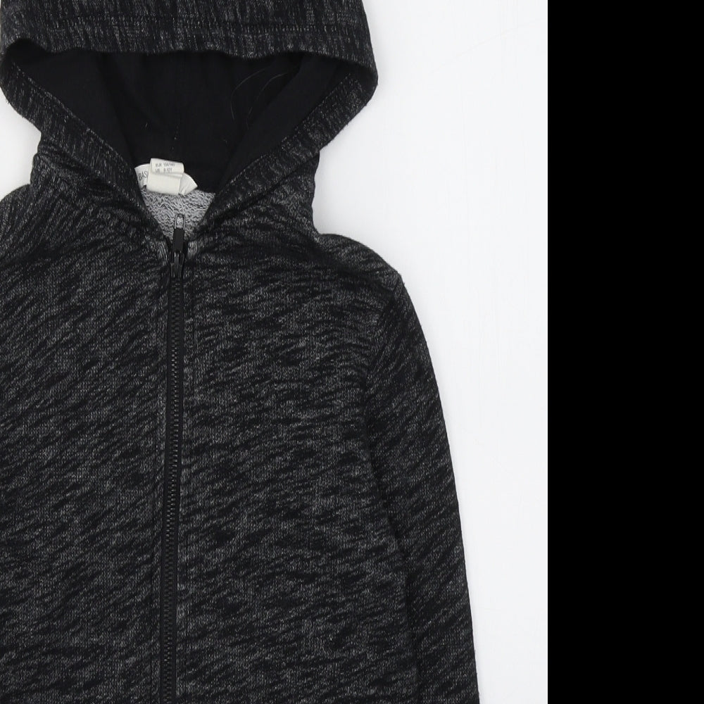 H&M Boys Black  Cotton Full Zip Hoodie Size 9-10 Years  Zip