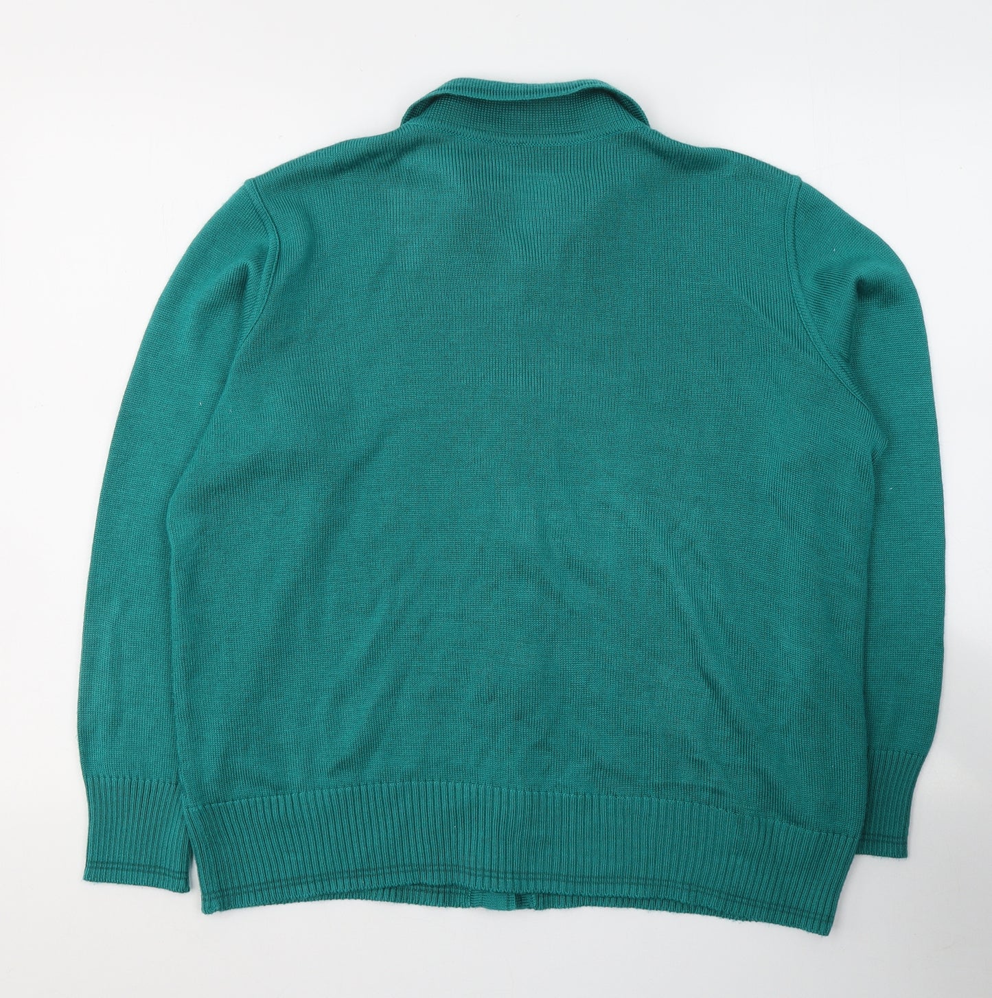 Grazia Womens Green Collared  Acetate Cardigan Jumper Size 20