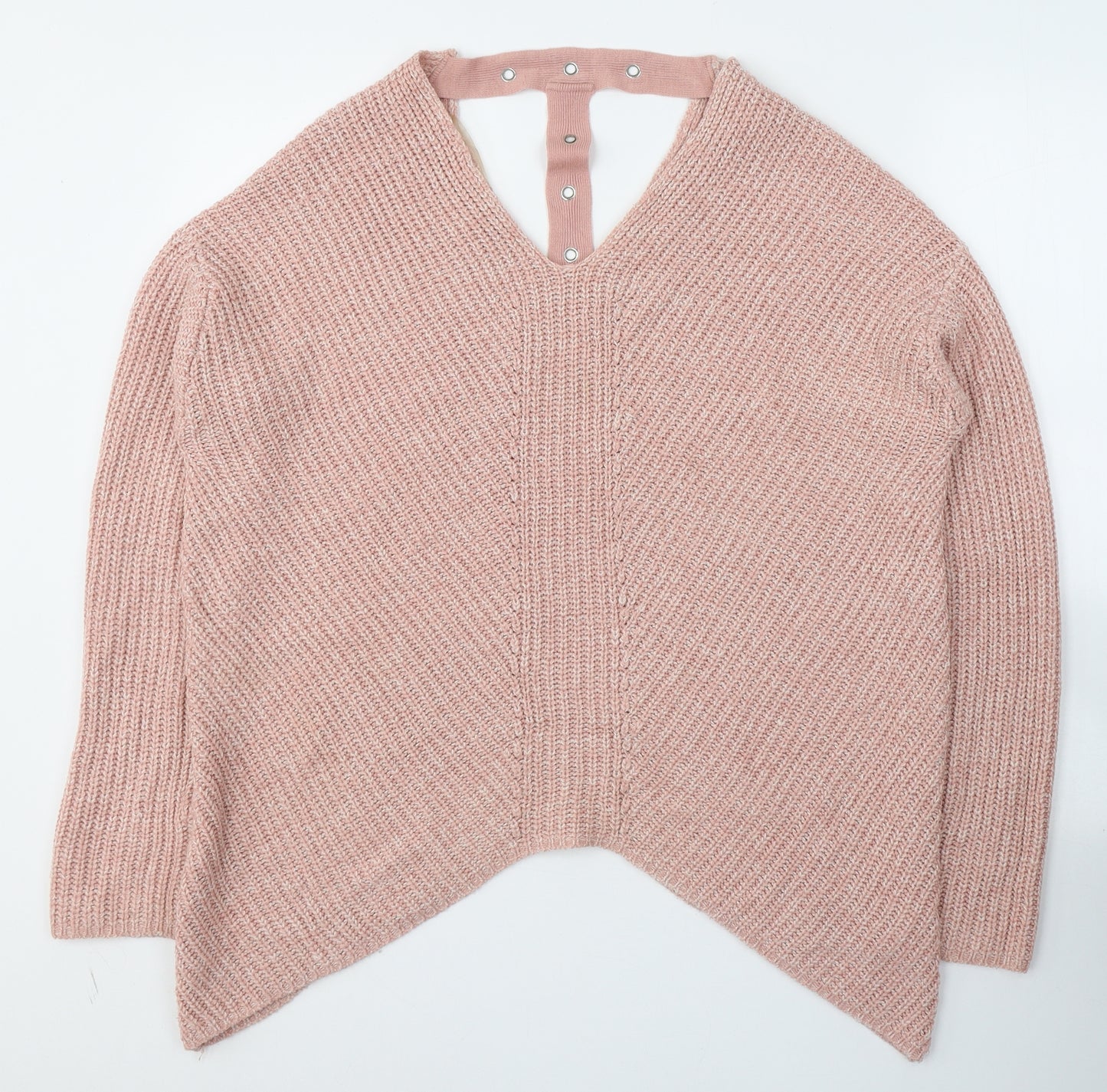 Pep&Co Womens Pink V-Neck  Acrylic Pullover Jumper Size 16