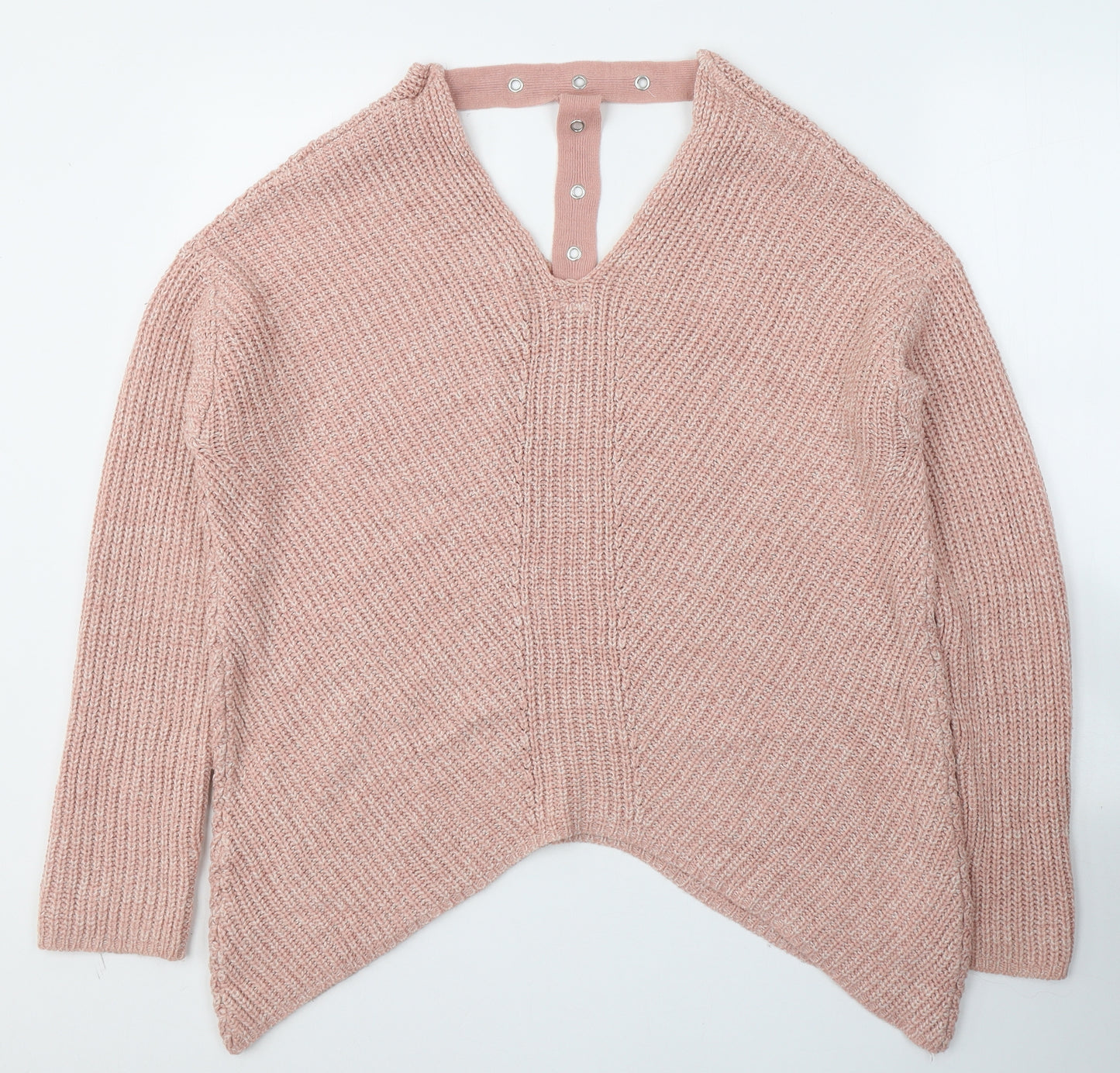 Pep&Co Womens Pink V-Neck  Acrylic Pullover Jumper Size 16