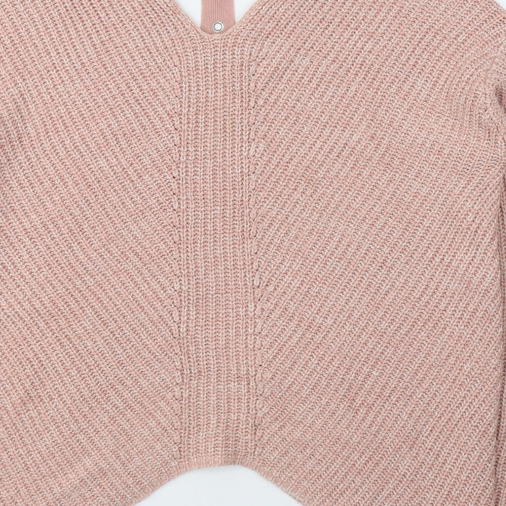 Pep&Co Womens Pink V-Neck  Acrylic Pullover Jumper Size 16