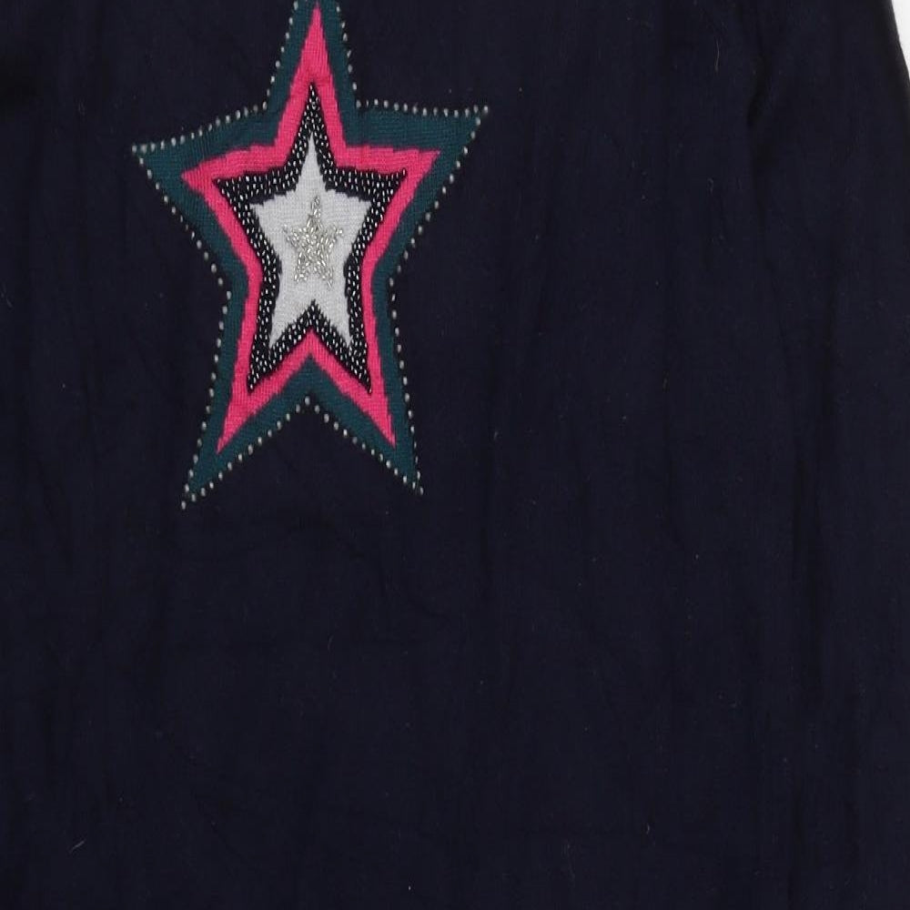 Monsoon Womens Blue  Acrylic Jumper Dress  Size M  Round Neck Pullover - Star