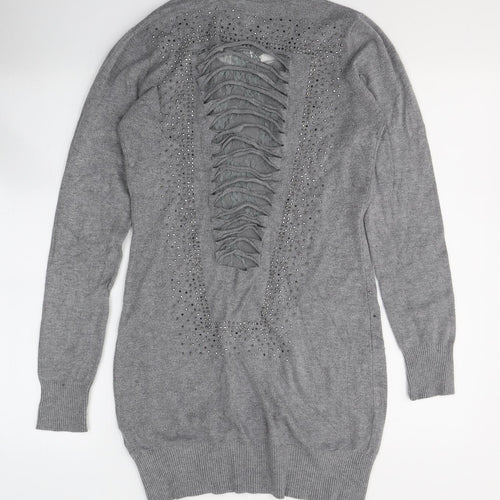 Losmoda Womens Grey  Polyester Jumper Dress  Size S  Round Neck Pullover