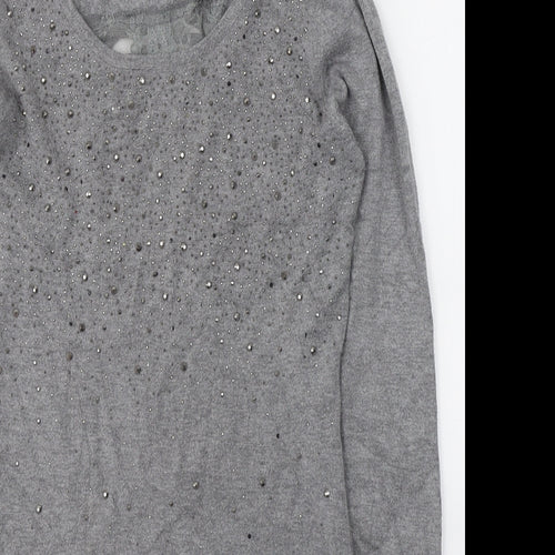 Losmoda Womens Grey  Polyester Jumper Dress  Size S  Round Neck Pullover