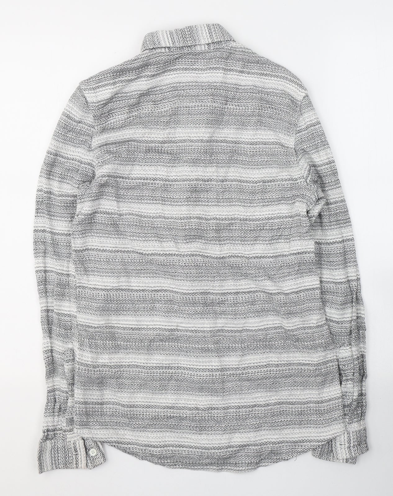 Cedar Wood State Mens Grey Striped Cotton  Button-Up Size S Collared Button