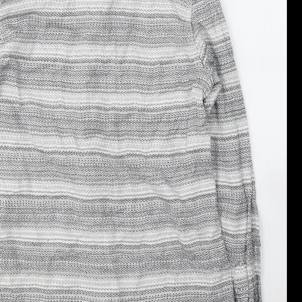 Cedar Wood State Mens Grey Striped Cotton  Button-Up Size S Collared Button