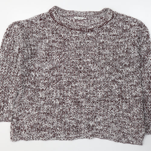 Peacocks Womens Red Round Neck  Acrylic Pullover Jumper Size L
