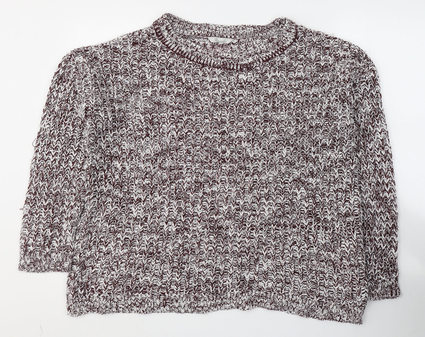 Peacocks Womens Red Round Neck  Acrylic Pullover Jumper Size L
