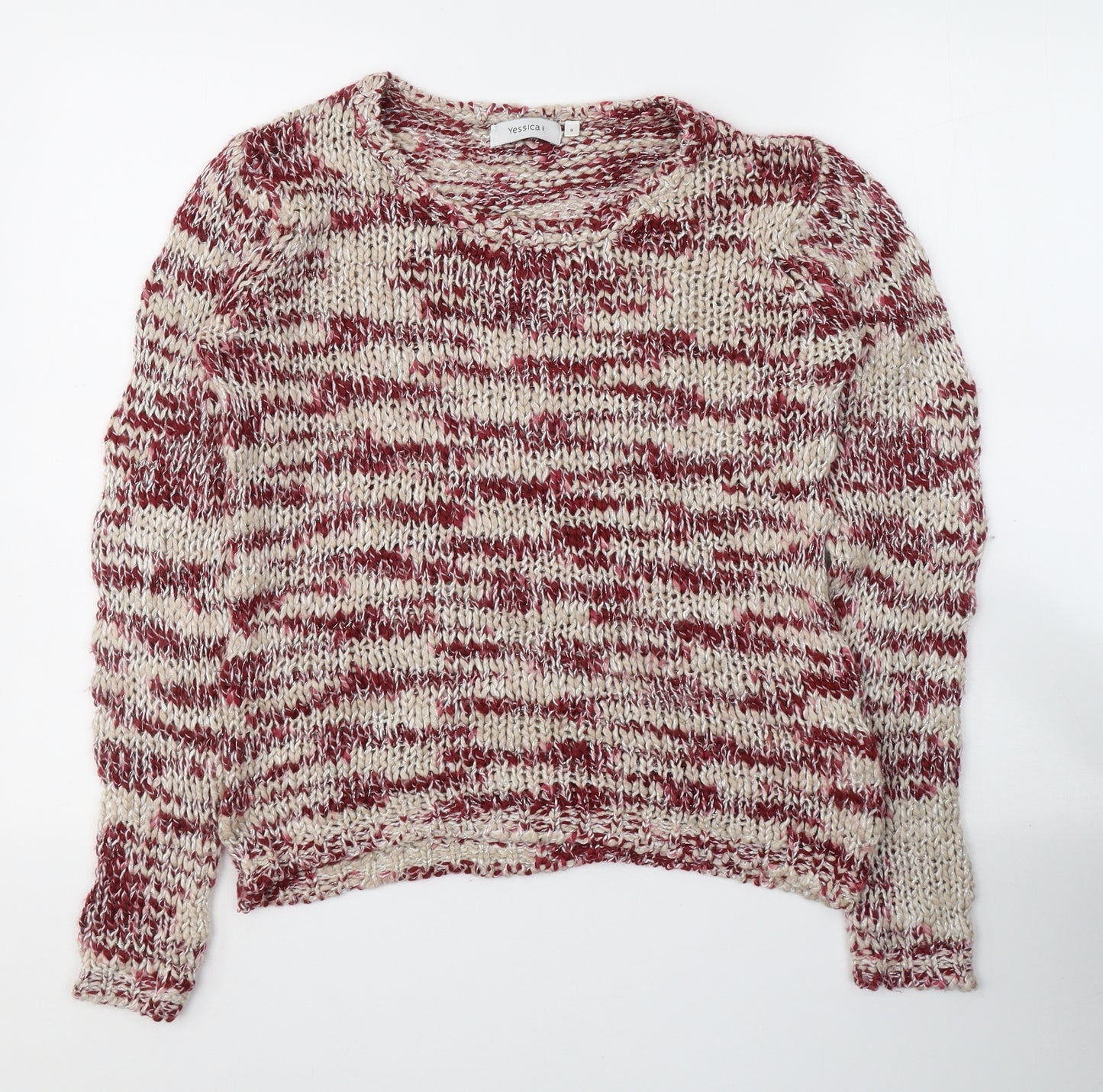 Yessica Womens Red Round Neck  Acrylic Pullover Jumper Size S