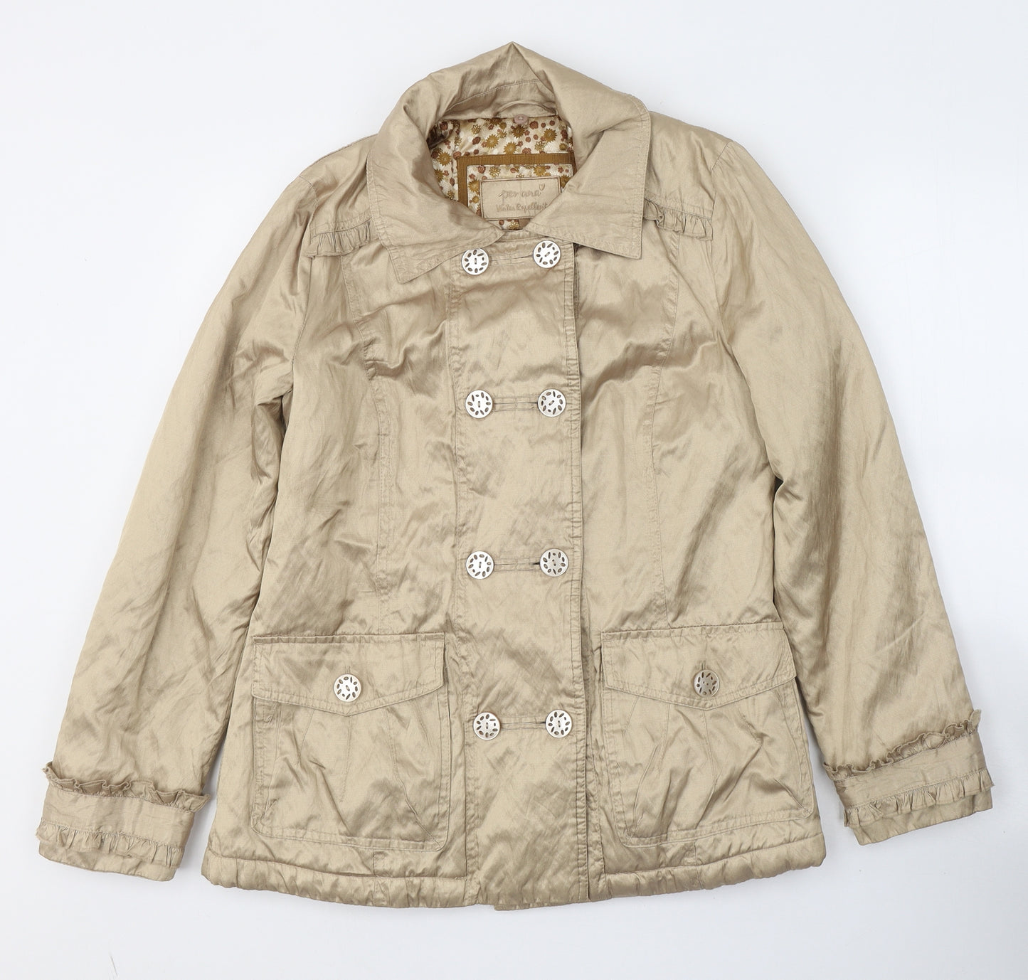 Per Una Womens Beige   Jacket Coat Size S  Button