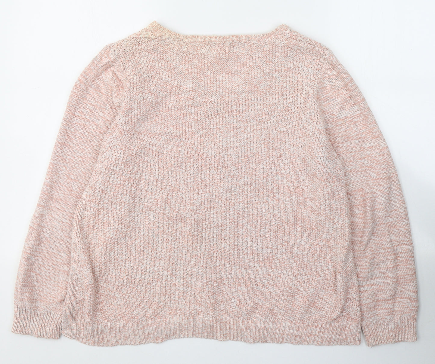 M&Co Womens Pink V-Neck  Cotton Pullover Jumper Size 18