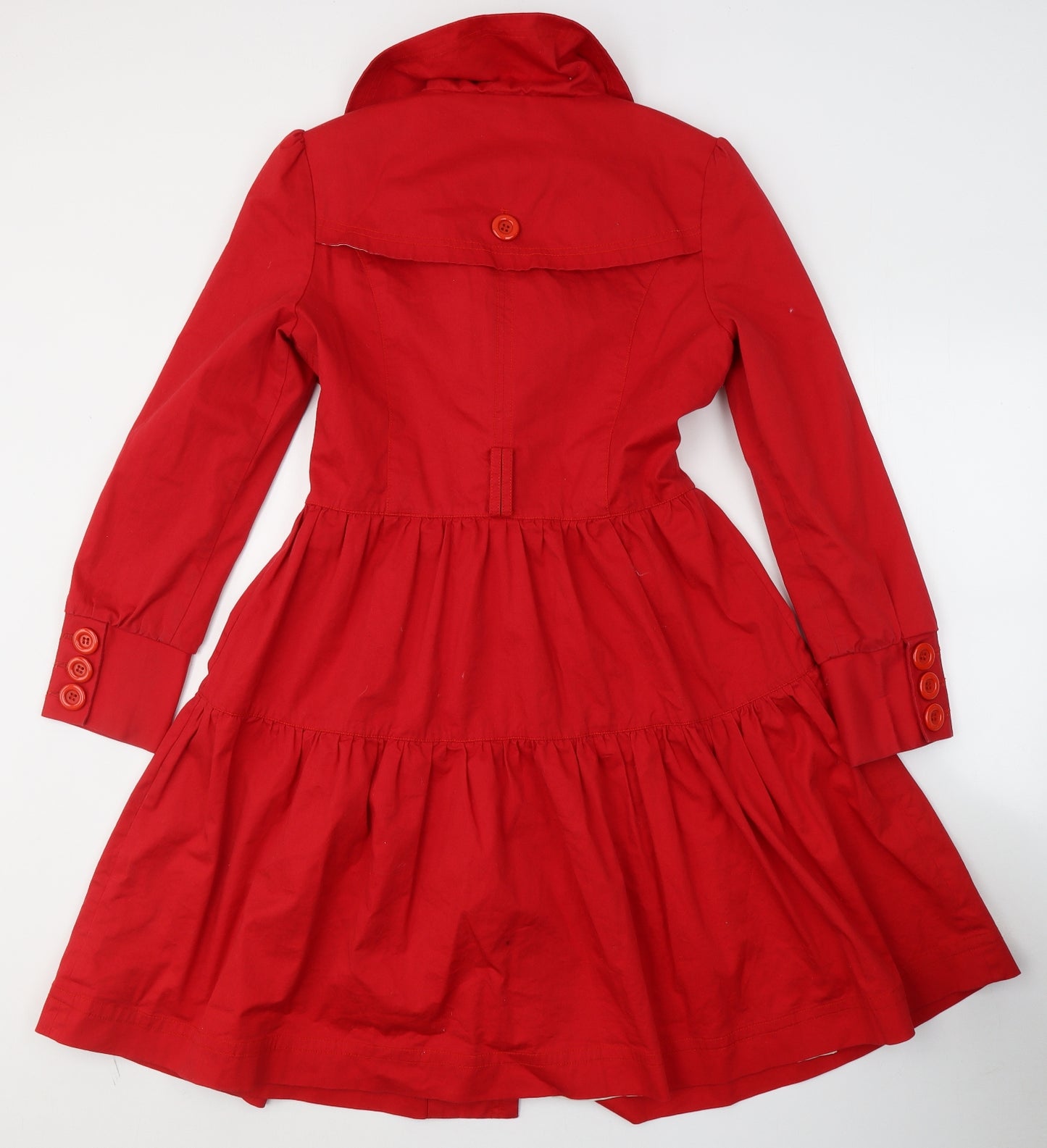 Bonffier Womens Red Floral  Pea Coat Coat Size 16  Button