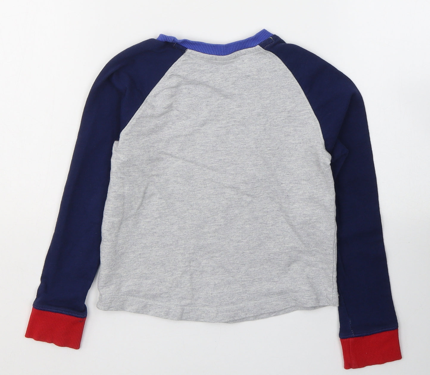 Mini Club Boys Grey Colourblock Cotton Basic Casual Size 3-4 Years Round Neck Pullover - Robot