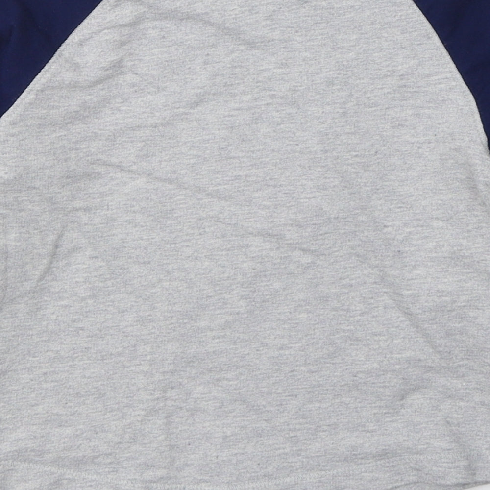 Mini Club Boys Grey Colourblock Cotton Basic Casual Size 3-4 Years Round Neck Pullover - Robot